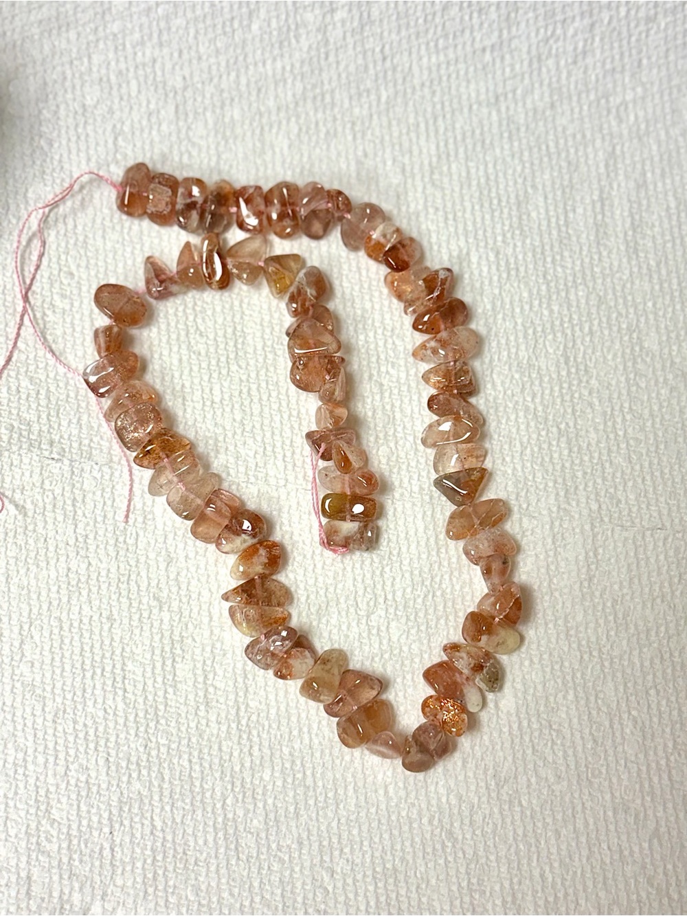 Sunstone Chip Bead Strand in Peach-Beige